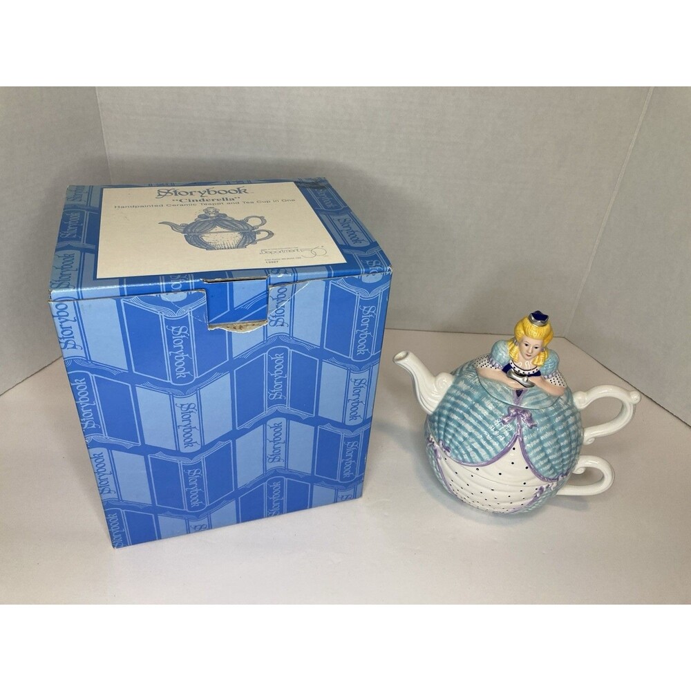 Retired Dept 56 Cinderella Storybook Ceramic Tea Pot And Cup In One 13327 W/Box - Picture 8 of 9